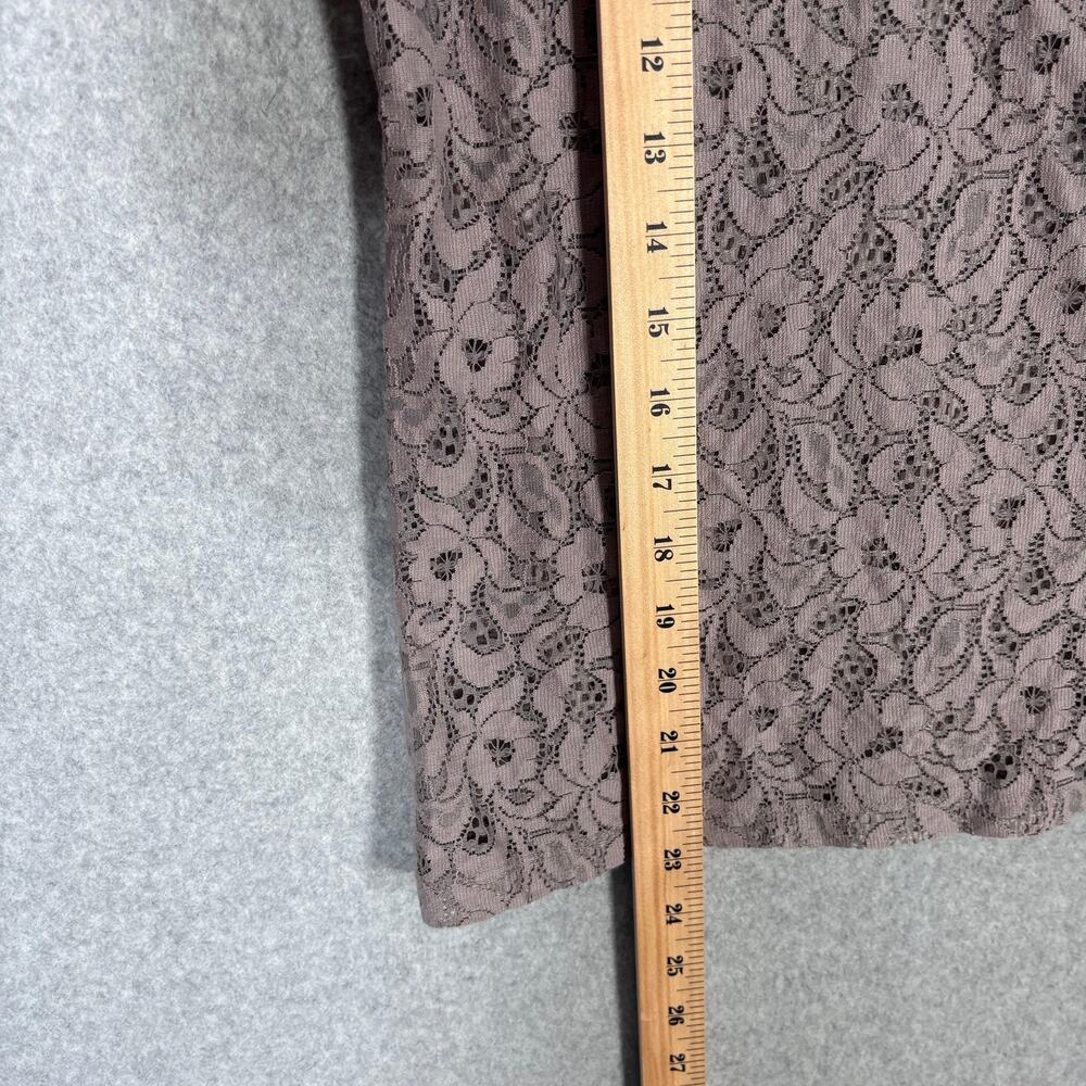 Limited Lace Top Small Mauve Sheer Puff Sleeve Ruched Romantic Coquette Twee - Picture 7 of 12